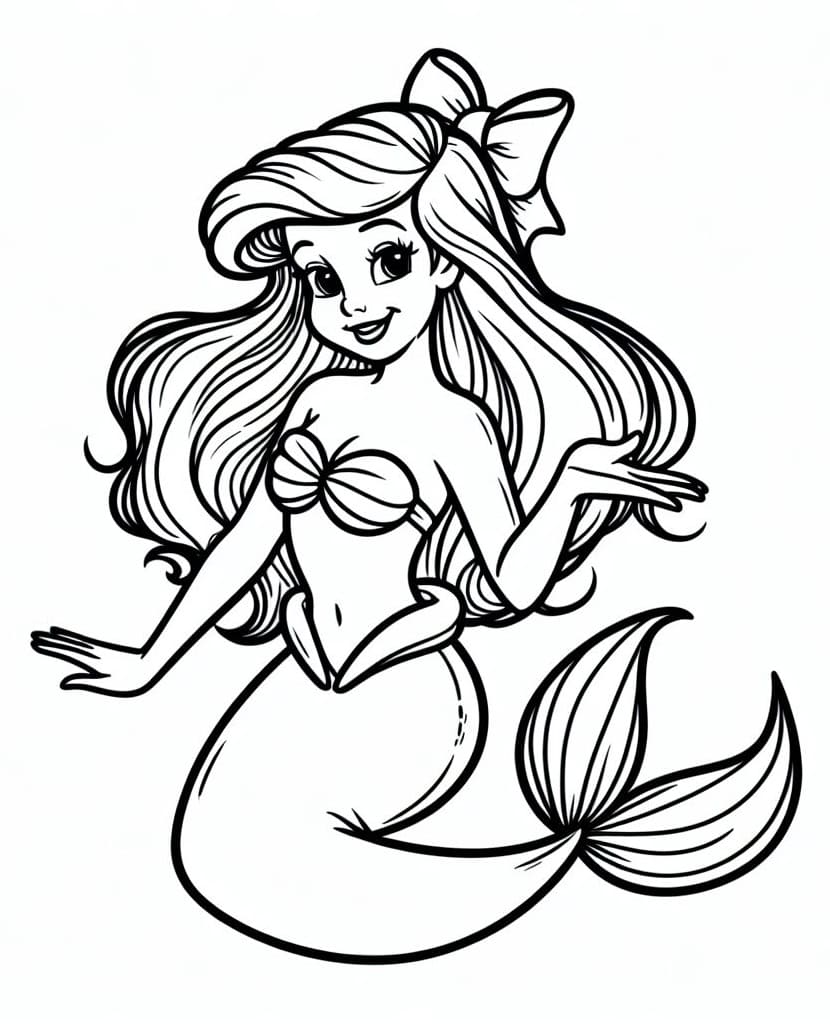 Desenho De Ariel e Linda Para Colorir