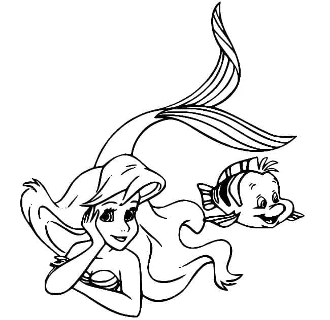 Desenho De Ariel e Polochon Para Colorir