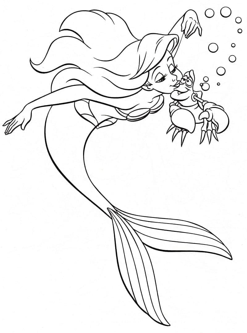 Desenho De Ariel e sebastião Para Colorir