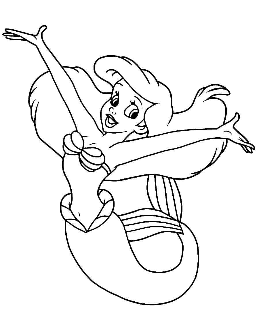 Desenho De Ariel Feliz Para Colorir