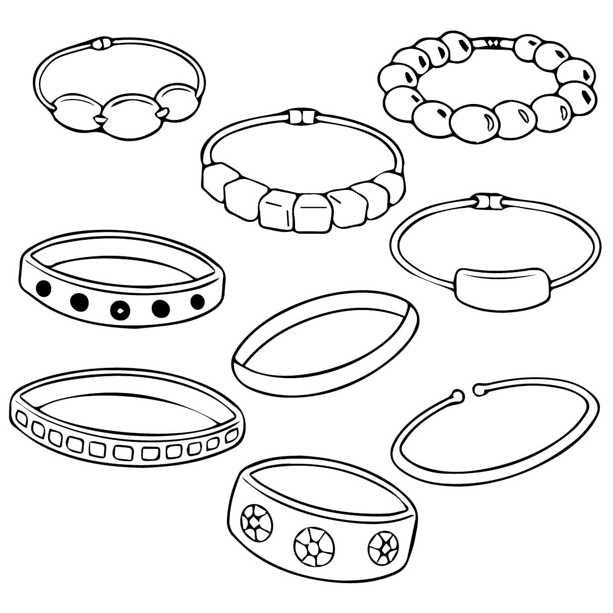 Desenho De Muitas Pulseiras Para Colorir