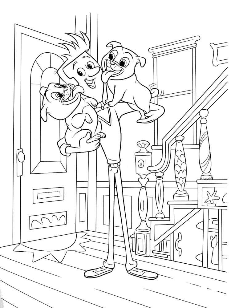 Desenho De Bingo Rolly e Bob De Puppy Dog Pals Para Colorir