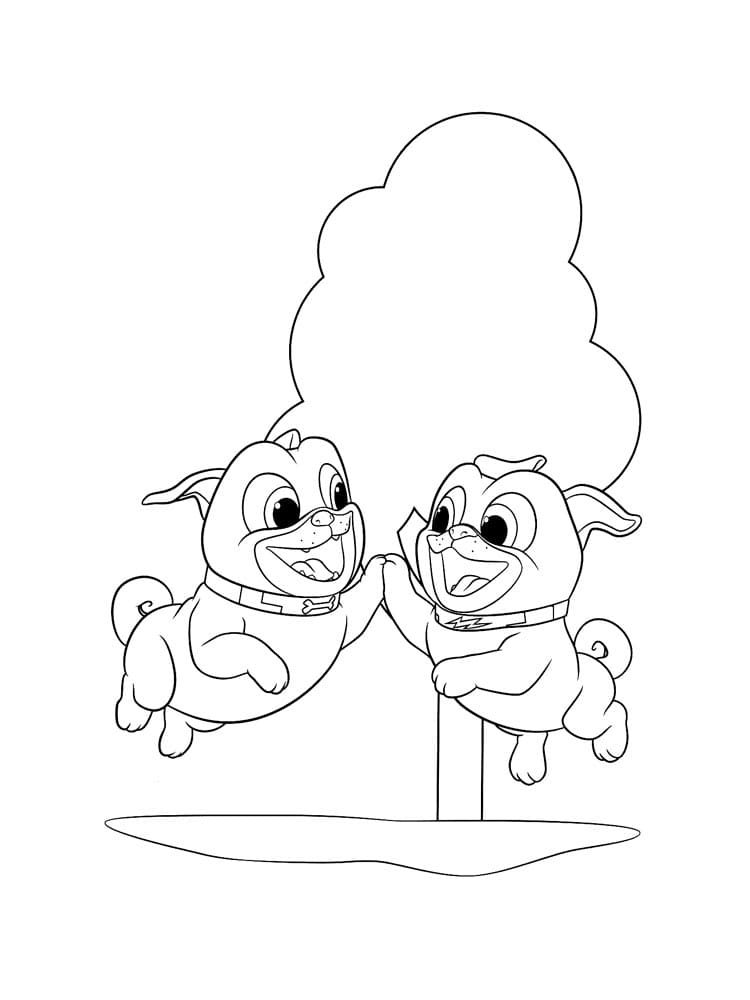 Desenho De Rolly e Bingo Puppy Dog Pals Para Colorir