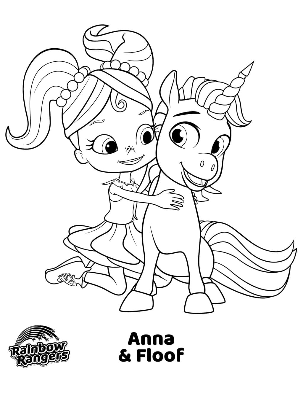 Desenho De Anna e Floof De Rainbow Rangers Para Colorir