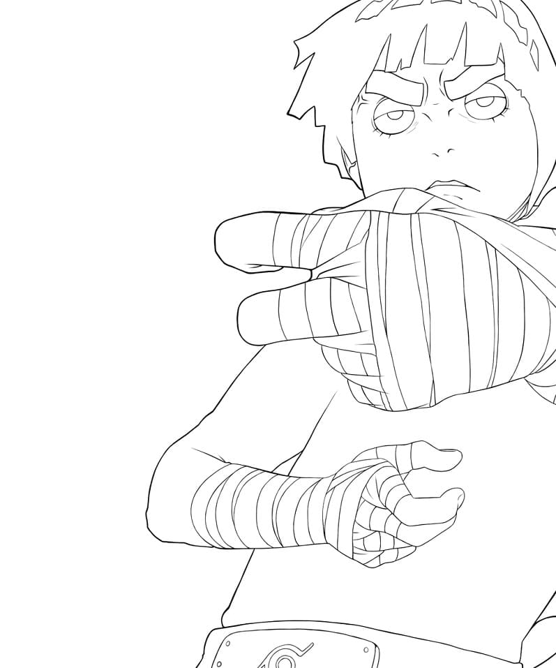 Desenho De Rock Lee bêbado Para Colorir