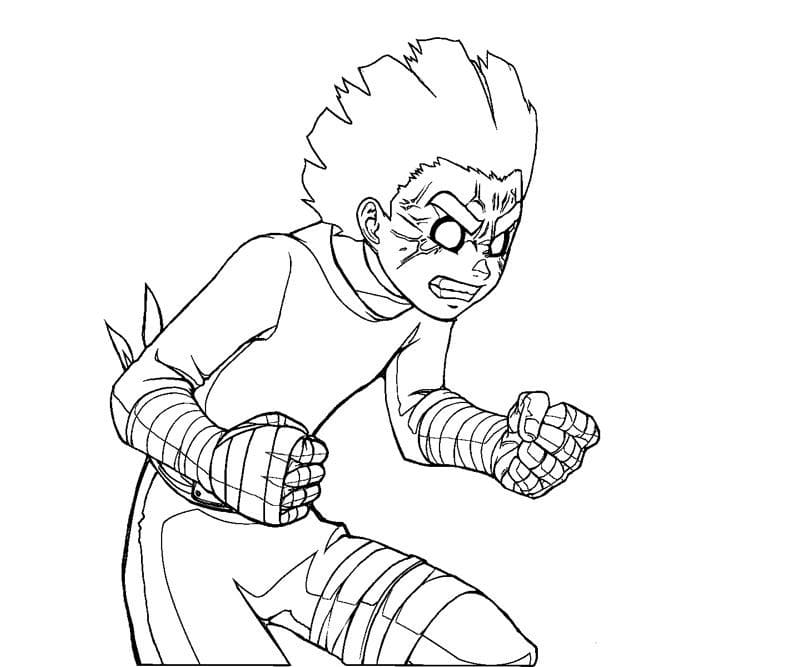 Desenho De Rock Lee Poderoso Para Colorir