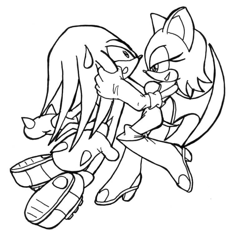 Desenho De Rouge The Bat e Knuckles Para Colorir