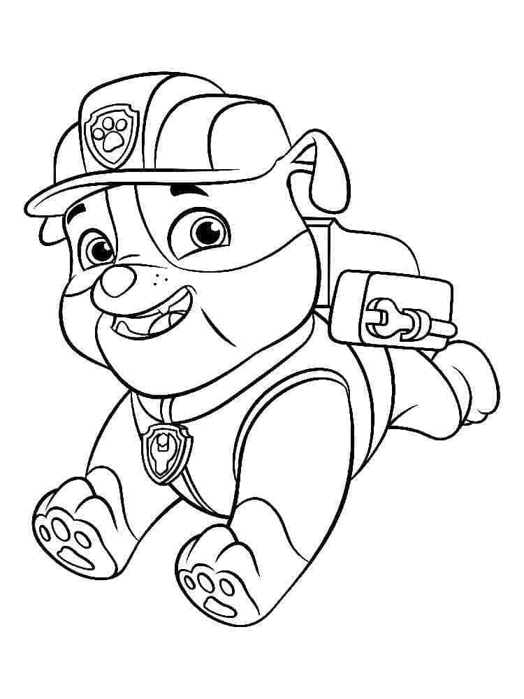 Desenho De patrulhá Canina Rubble Para Colorir