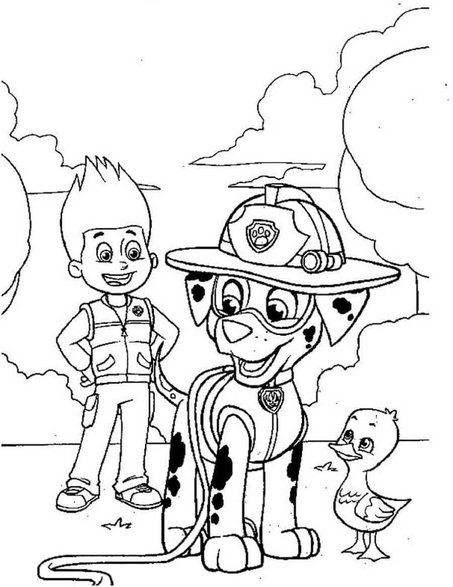 Desenho De Ryder e Marshall patrulhá Canina Para Colorir