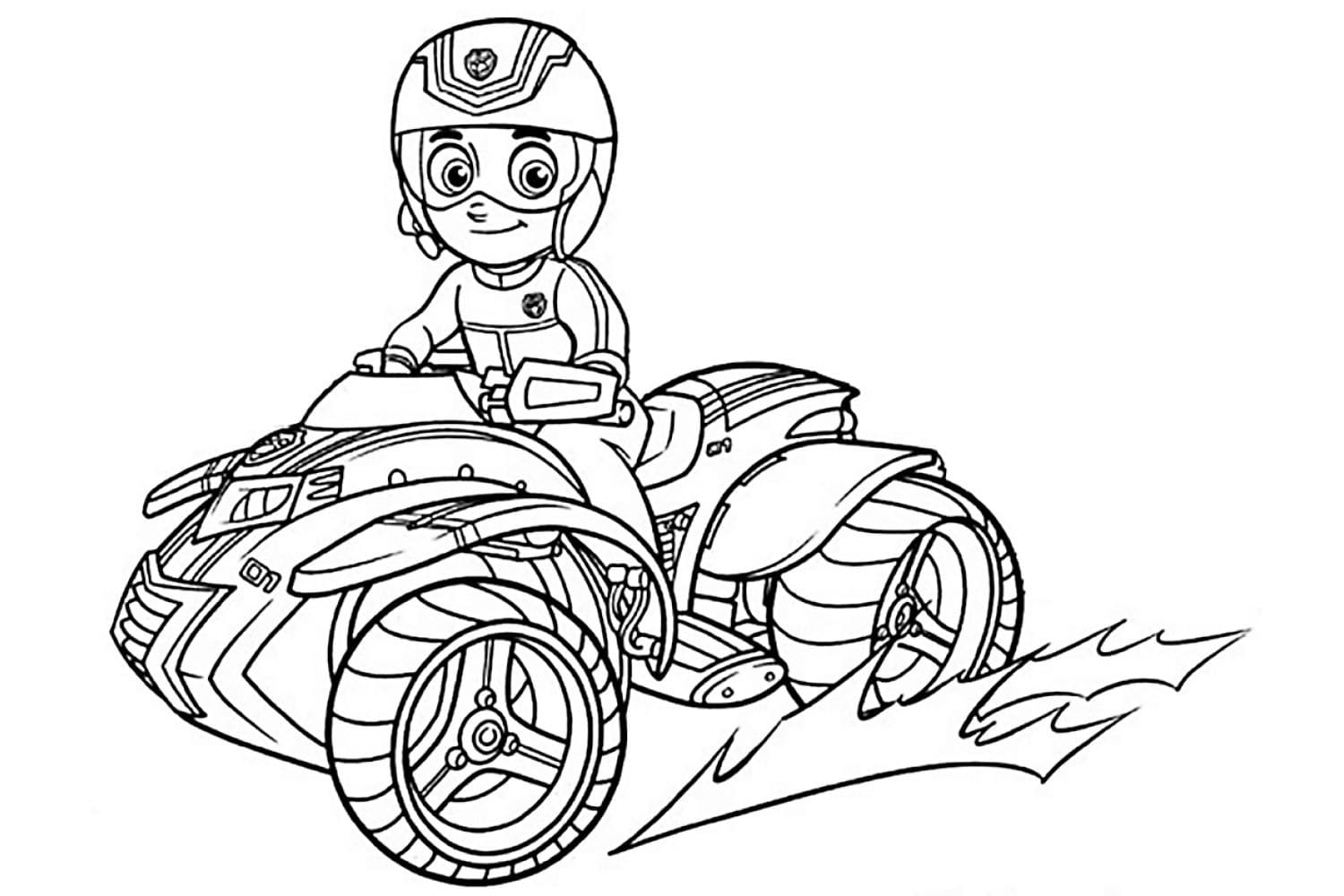 Desenho Ryder De patrulhá Canina No Quadriciclo Para Colorir
