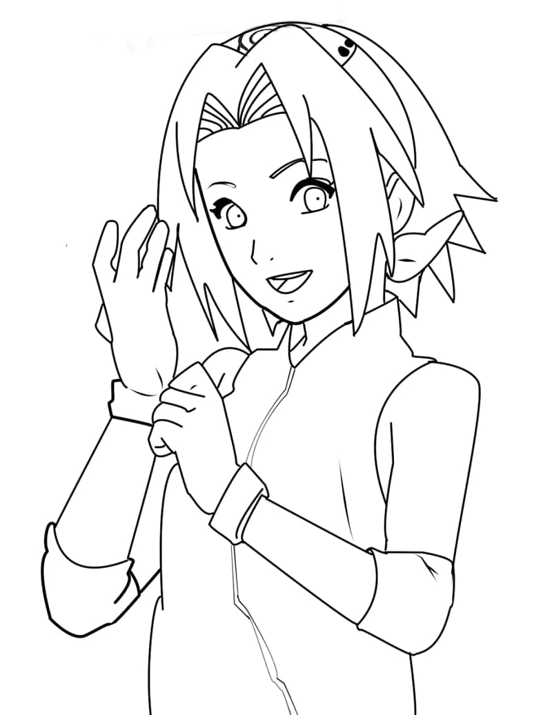 Desenho De Sakura Haruno De Anime Naruto Para Colorir