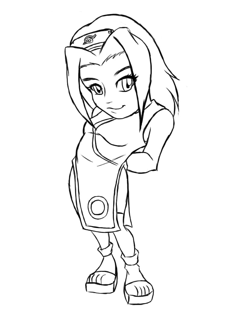 Desenho De Sakura Haruno Fofa Para Colorir