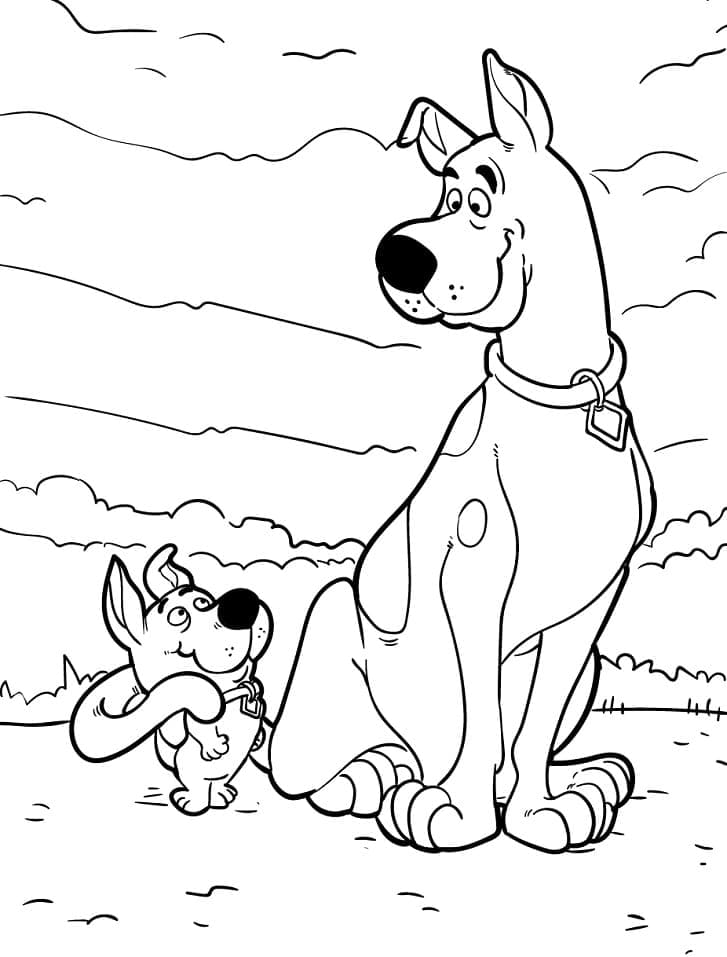 Desenho De Scooby Doo e Scrappy Doo Para Colorir