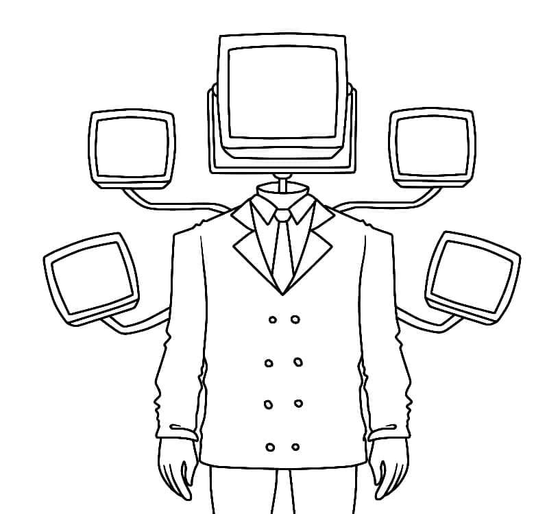 Desenho De Boss TV Man De Skibidi Toilet Para Colorir