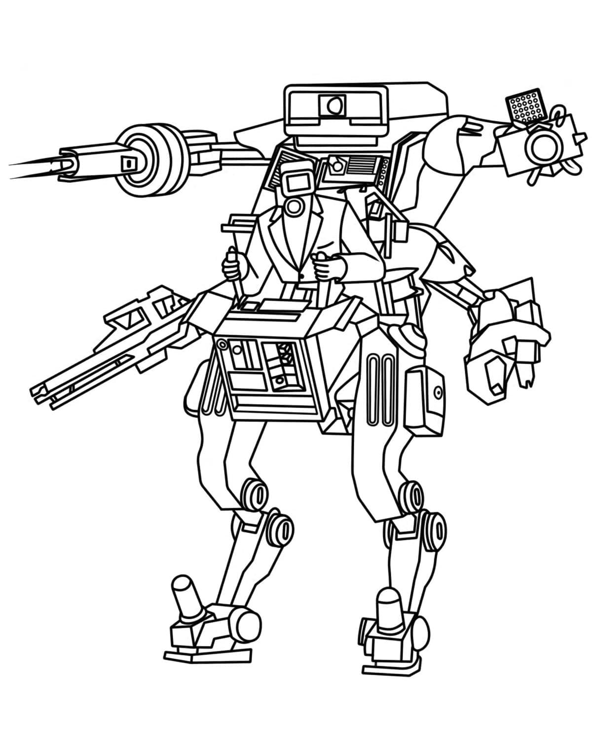 Desenho De Dual Buzzsaw Mutant De Skibidi Toilet Para Colorir