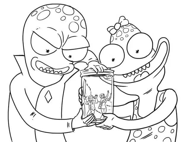 Desenhos Solar Opposites Korvo e Jesse Para Colorir