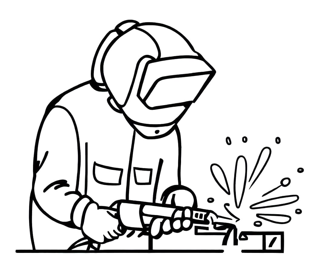 Desenho De Soldador Trabalhando Para Colorir