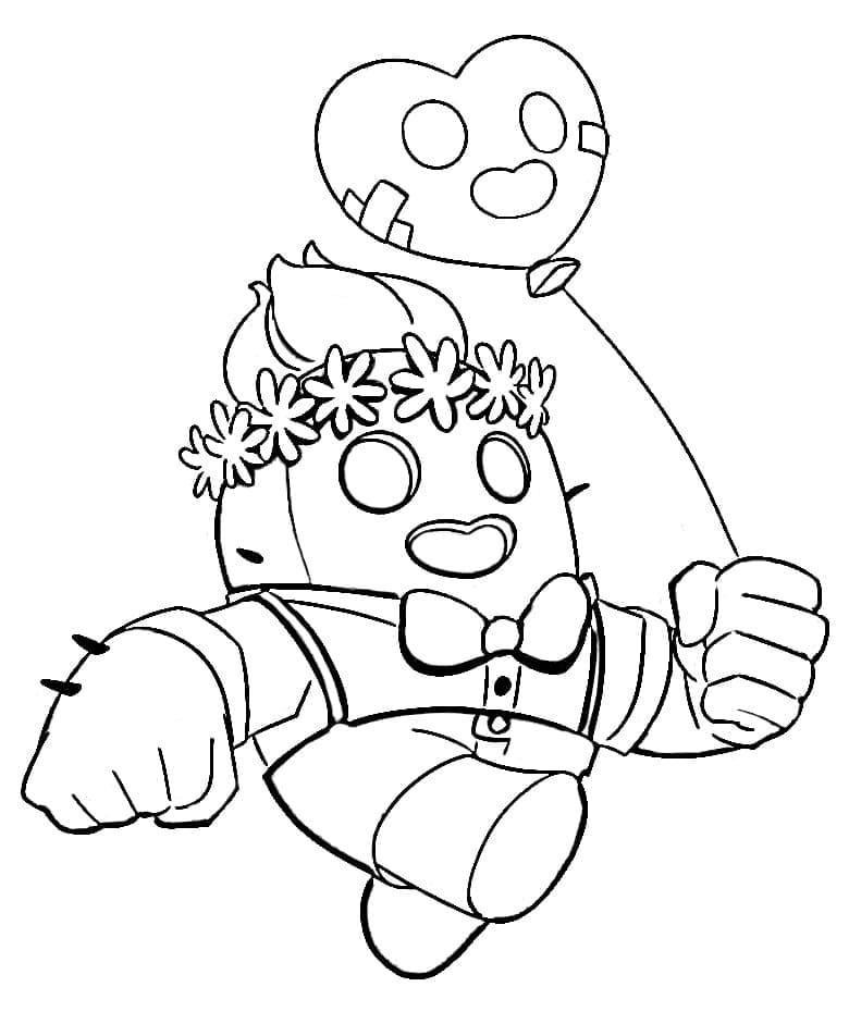 Desenho De Spike Brawl Stars Para crianças De 4 Anos Para Colorir