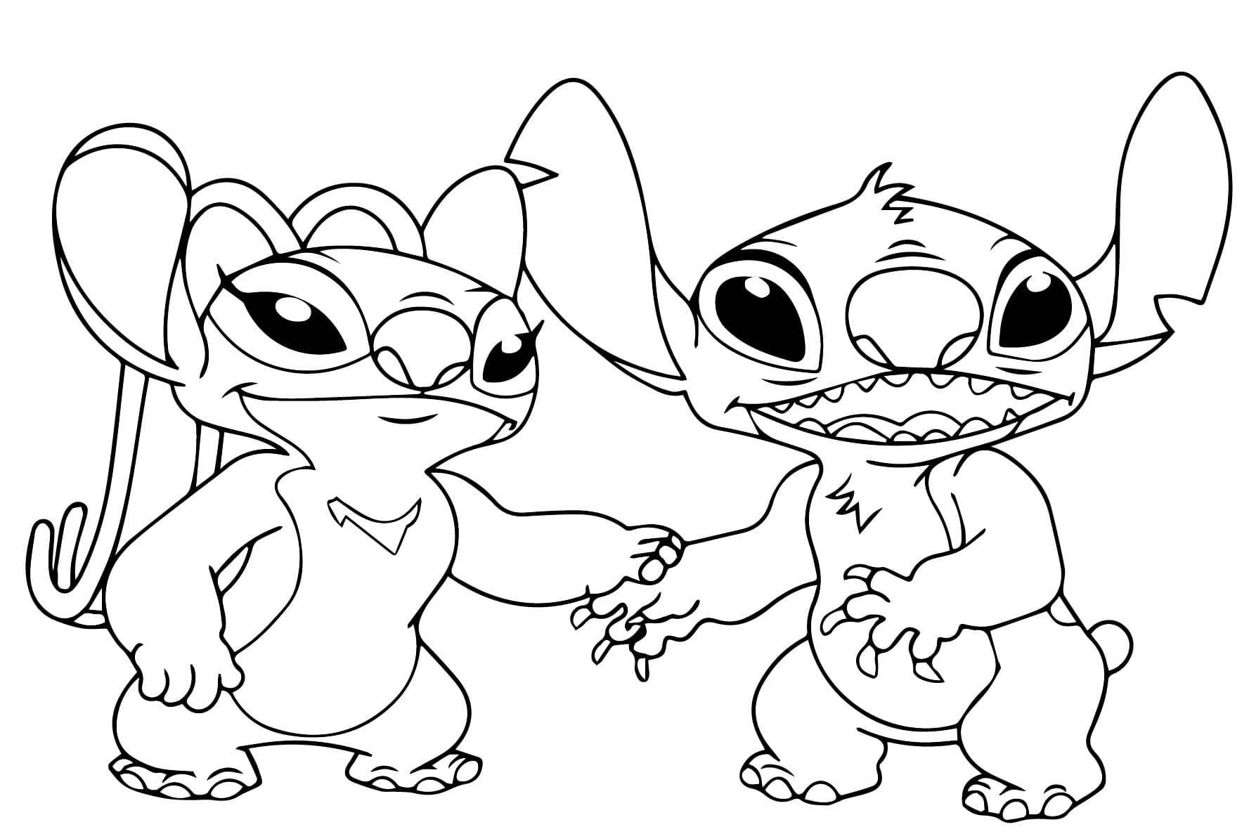 Stitch e Angel para Colorir