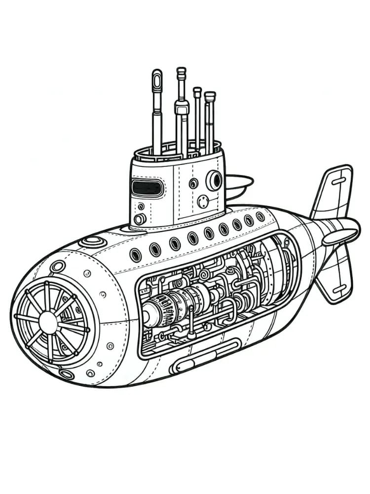 Desenho De Submarino incrível Para Colorir