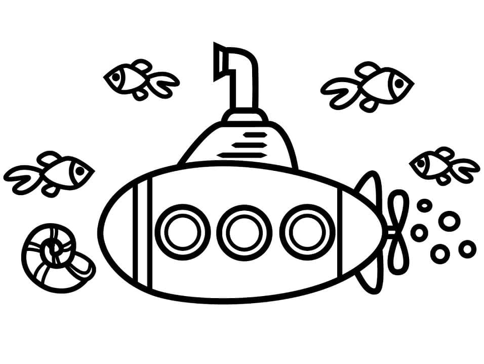 Desenho adorável Submarino Para Colorir