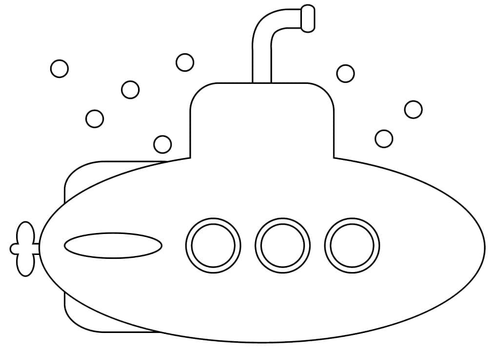 Desenho Submarino fácil Para Colorir