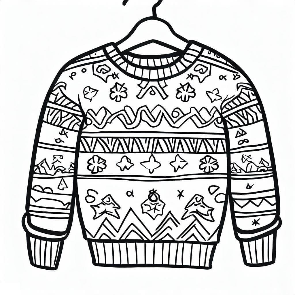 Desenho De Lindo suéter De Natal Para Colorir