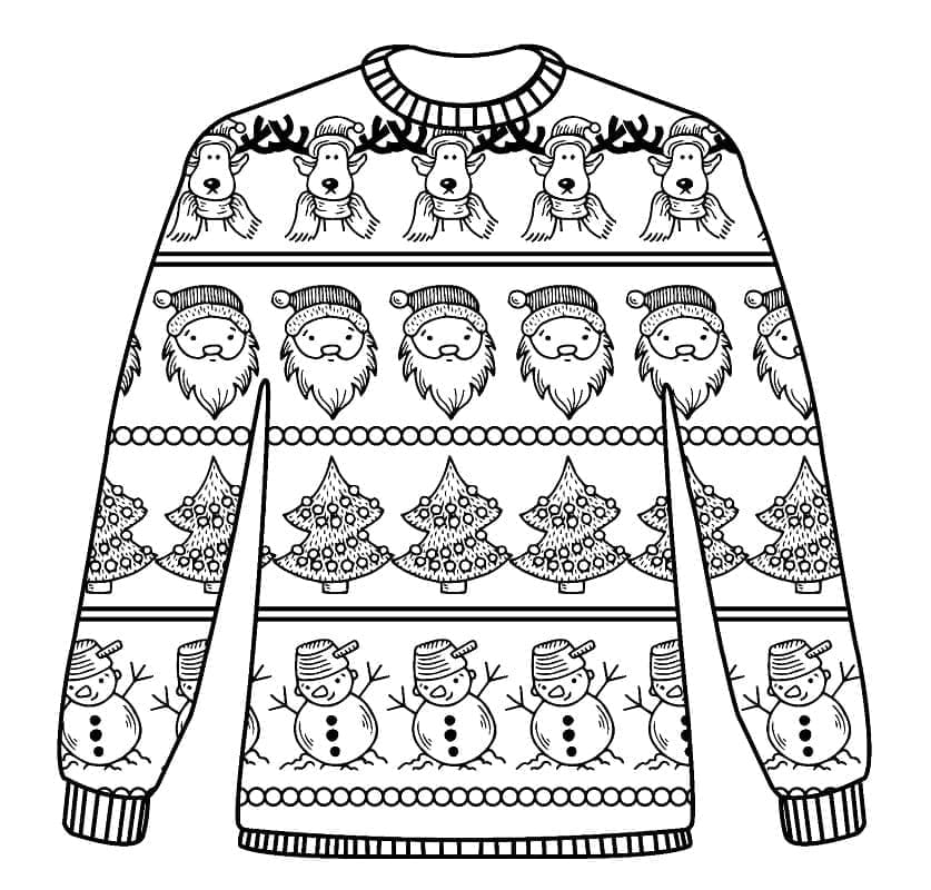 Desenho De Maravilhoso suéter De Natal Para Colorir