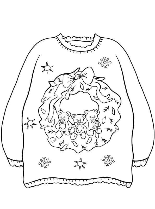Desenho De suéter De Natal Com Guirlanda Para Colorir