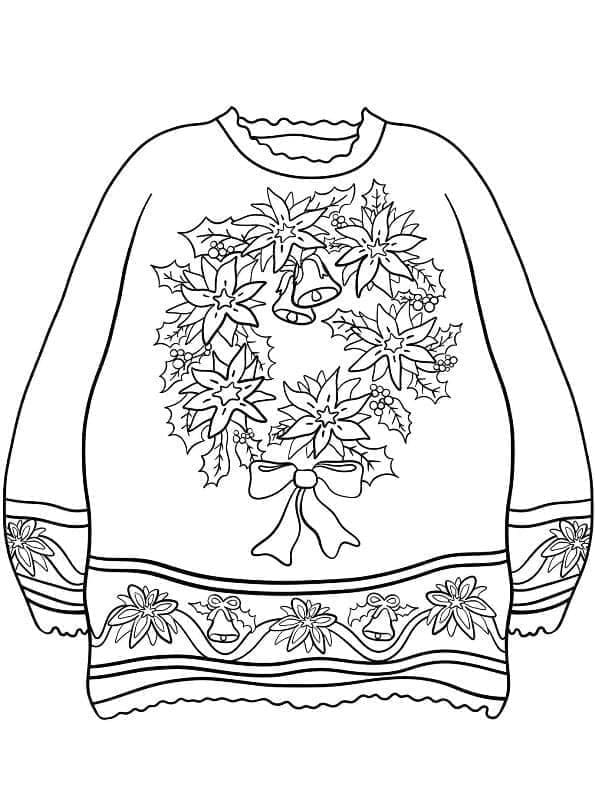 Desenho De suéter De Natal e Guirlanda Para Colorir