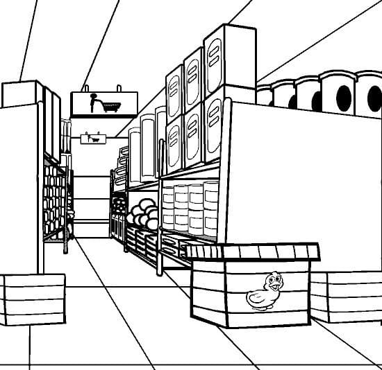 Desenho De Supermercado grátis Para crianças Para Colorir