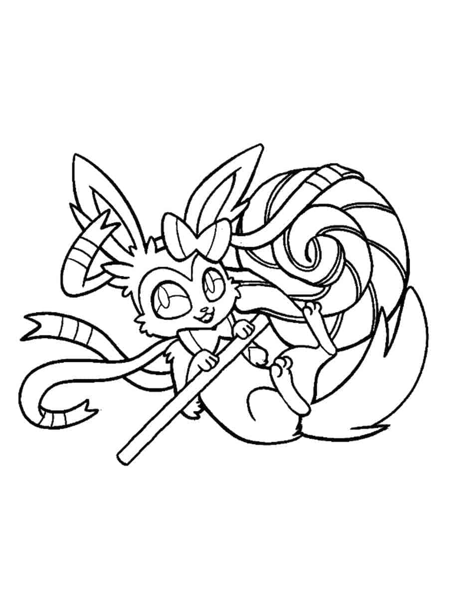 Desenho De Pequeno Sylveon Para Colorir