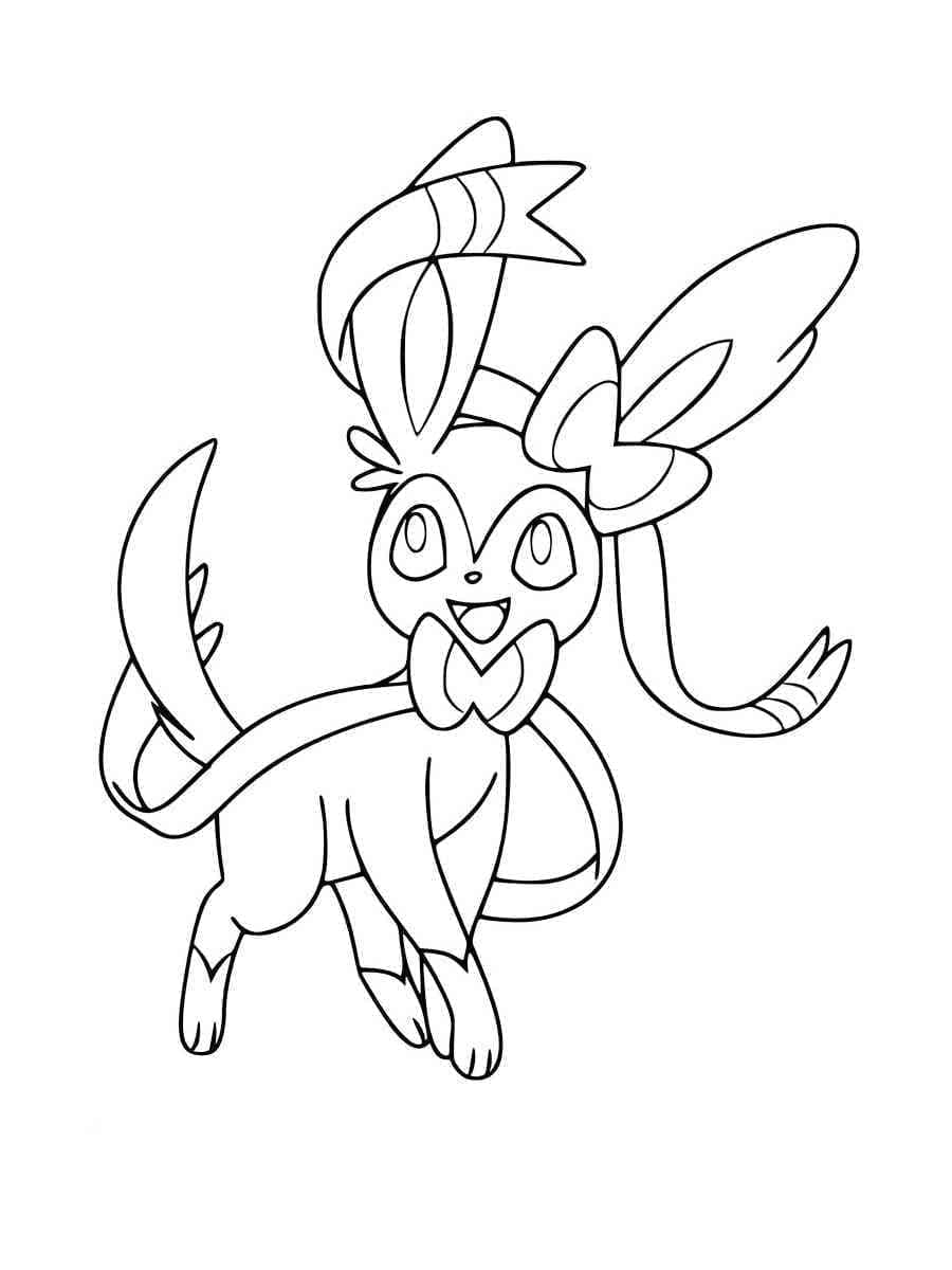 Desenho De Sylveon Alegre Para Colorir