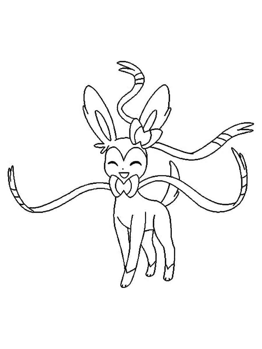Desenho De Sylveon amigável Para Colorir