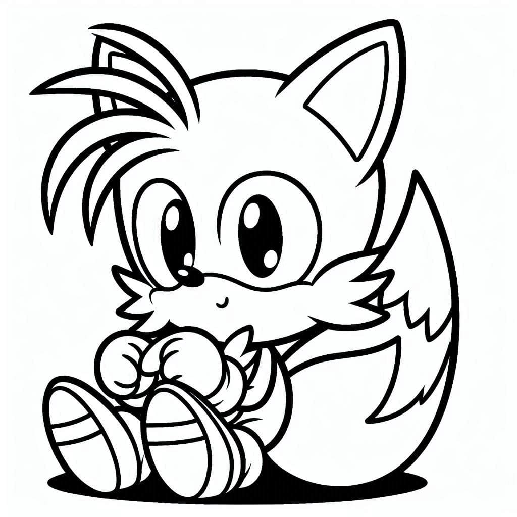 Desenho De Tails Alegre Para Colorir