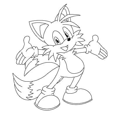 Desenho De Tails Imprimivel grátis Para crianças Para Colorir