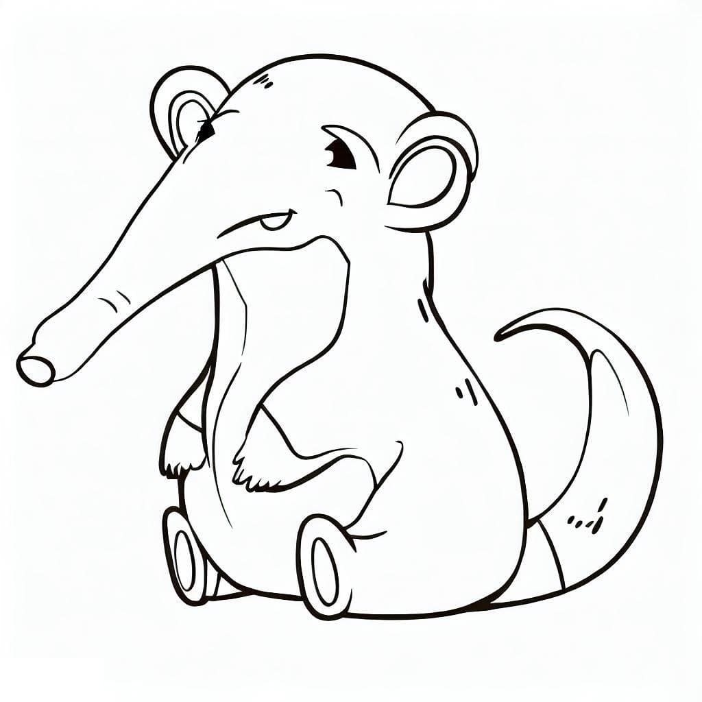 Desenho De adorável tamanduá Para Colorir