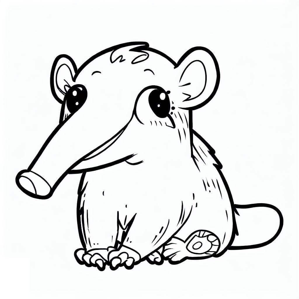 Desenho De tamanduá engraçado Para Colorir