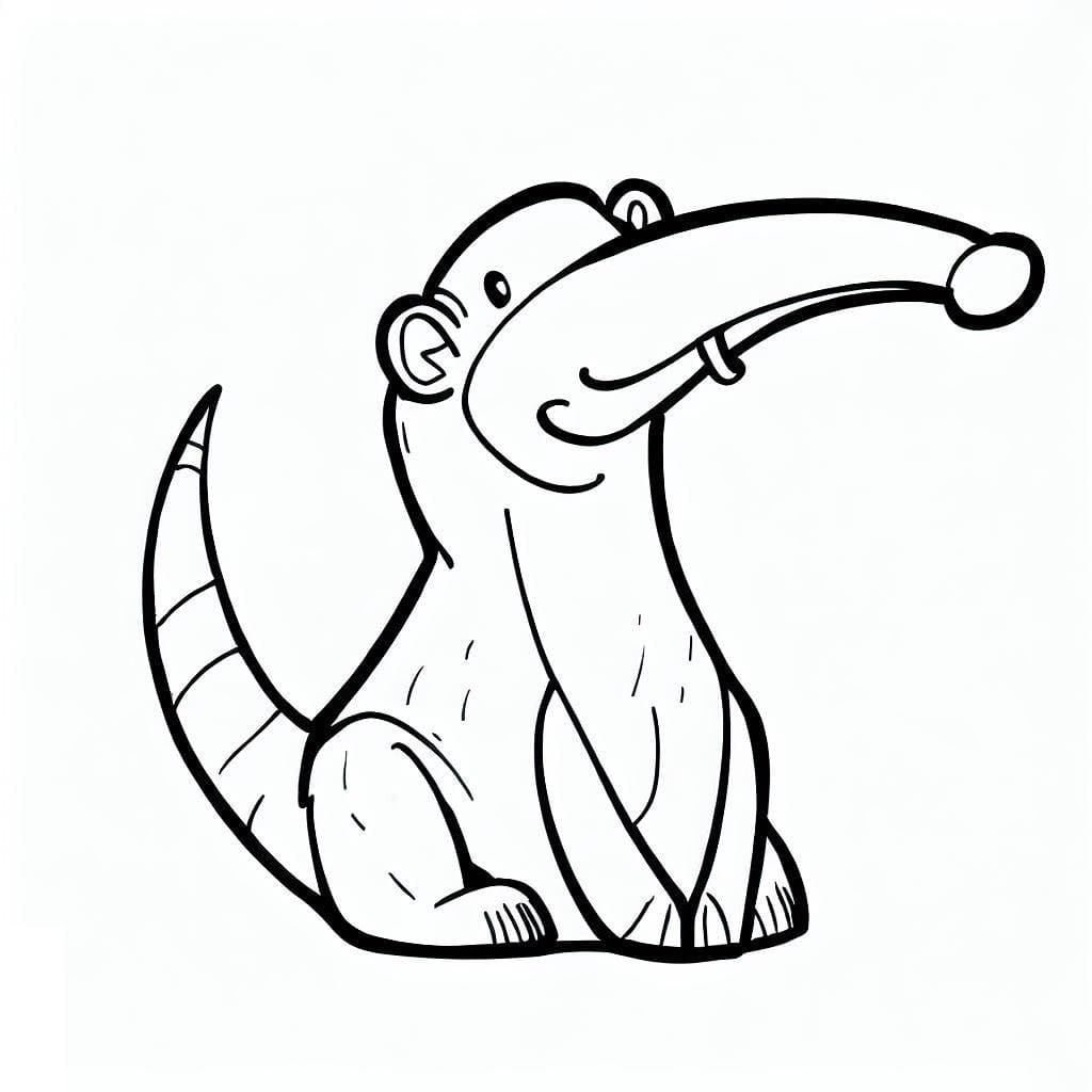 Desenho De tamanduá Sorridente Para Colorir