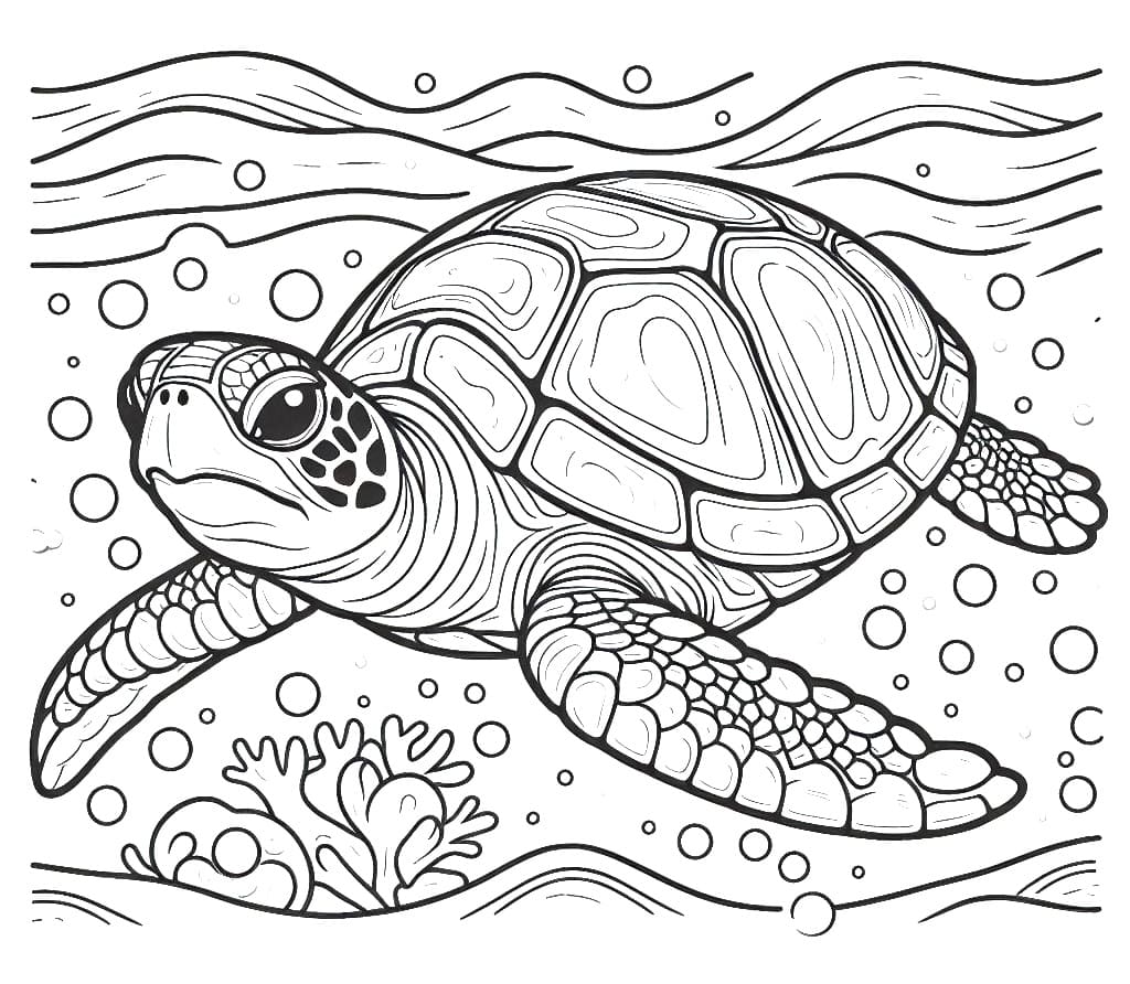 Desenho De Uma Tartaruga Marinha Normal Para Colorir