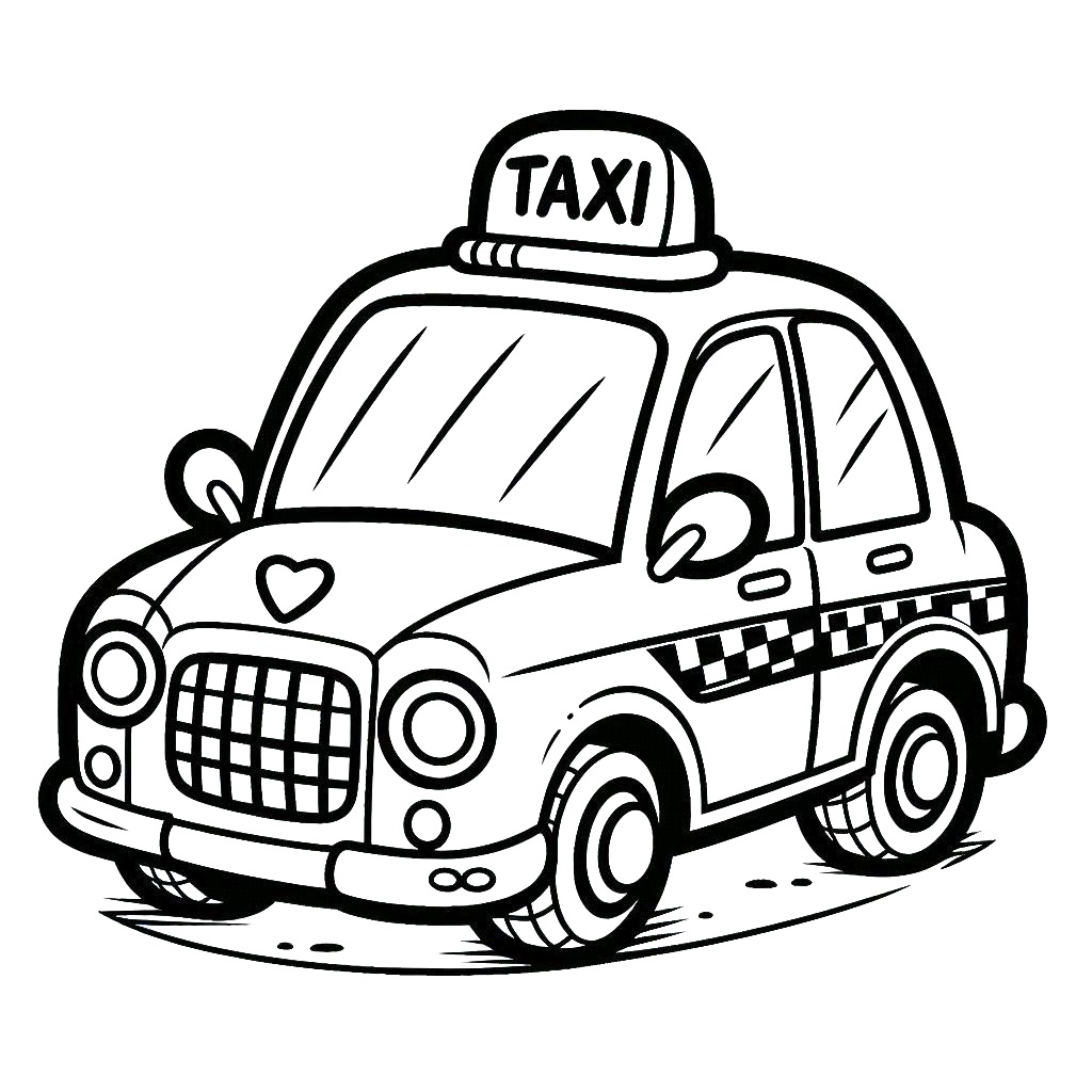 Desenho de Táxi Grátis para Crianças para Colorir