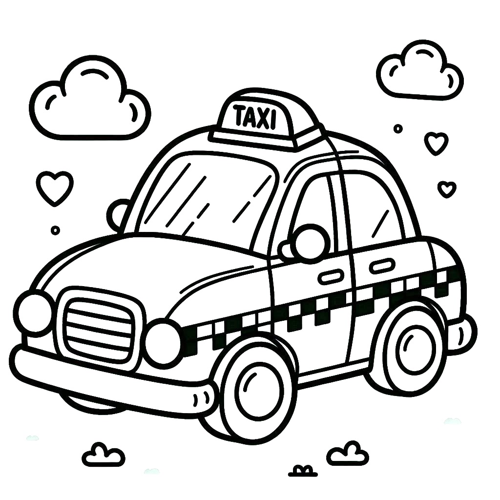 Desenho de Táxi Grátis para Colorir