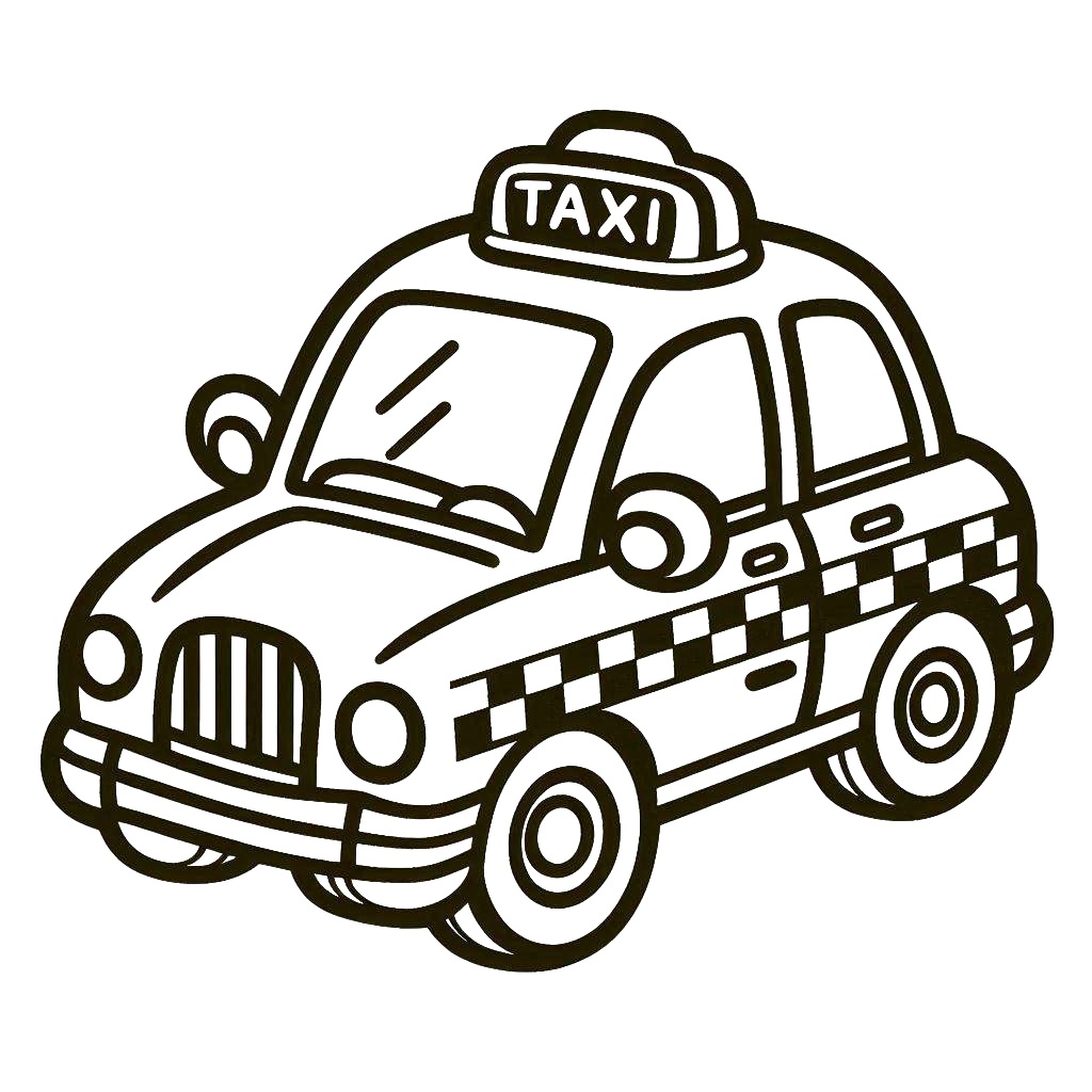 Desenho de Táxi Imprimivel Grátis para Colorir