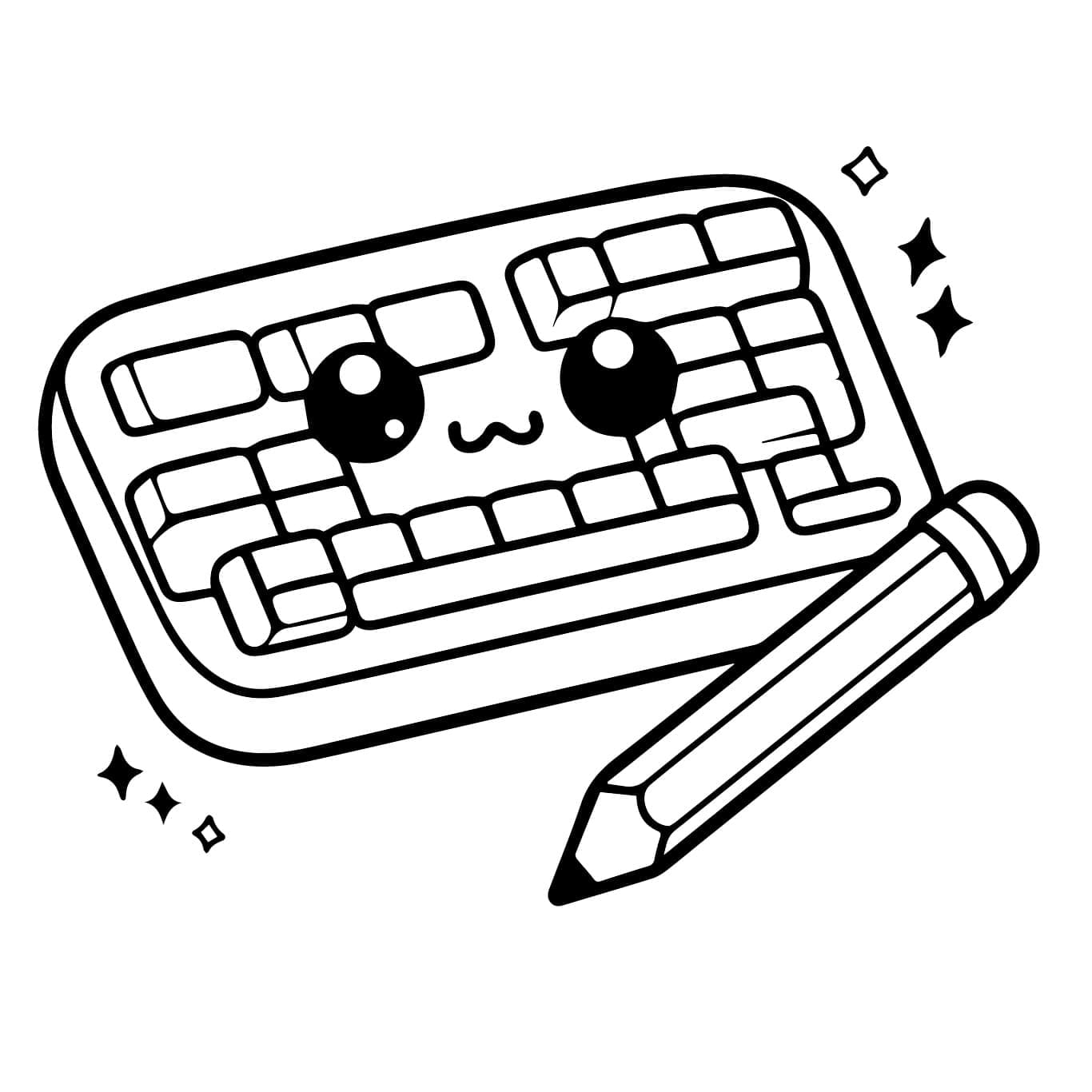 Desenho De Teclado Muito Fofo Para Colorir