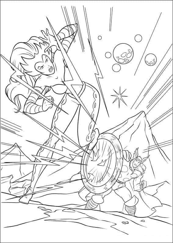 Desenho de Hela Vs Thor para Colorir Desenho de Hela Vs Thor para Colorir