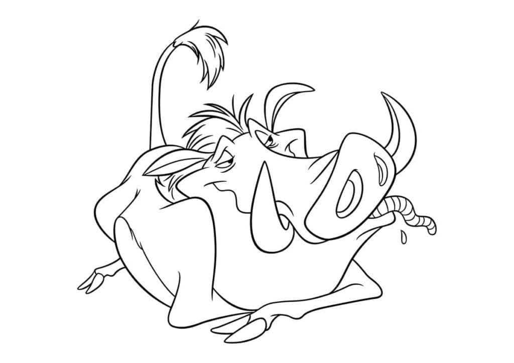 Desenho De Pumba engraçado Para Colorir