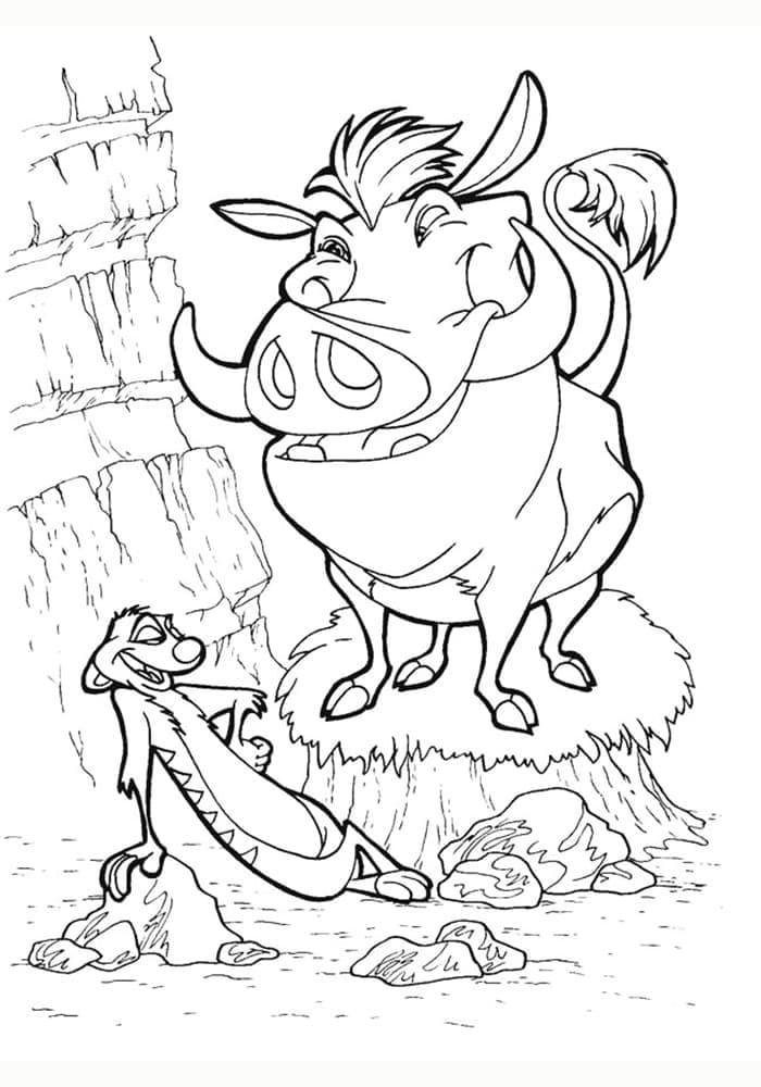 Desenho De timão e Pumba Disney Para Colorir