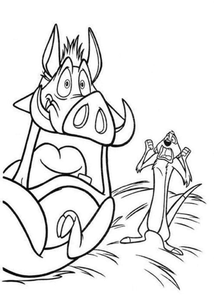 Desenho De timão e Pumba Engracados Para Colorir