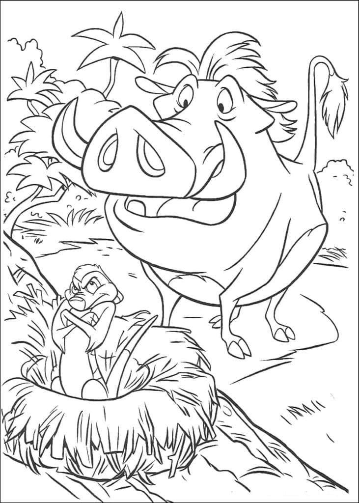 Desenho De timão e Pumba Para crianças Para Colorir
