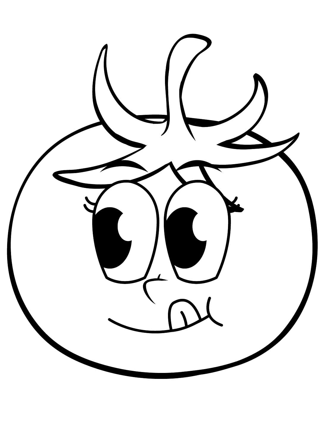 Desenho de Tomate Animado para Colorir